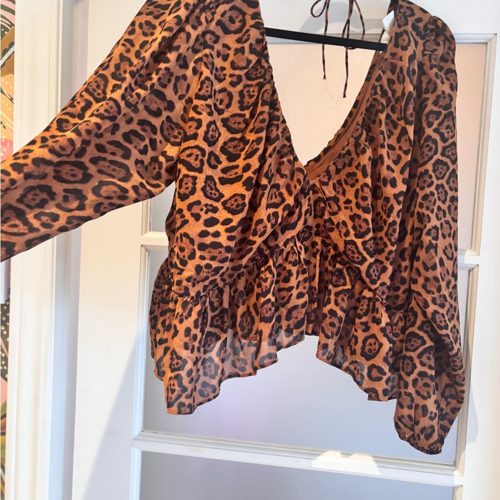 #54 H&M Brown Leopard Print Blouse